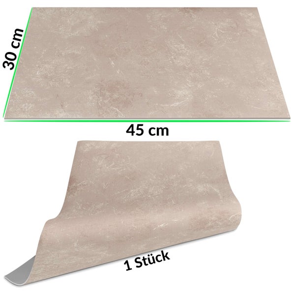 Selbstklebende Wandfliese in Steinoptik, 30 cm mal 45 cm, ein Stück.