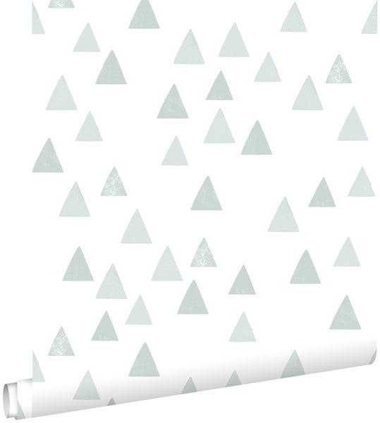 ESTAhome Tapete grafische Dreiecke Graublau - 53 cm x 10.05 m - 139056