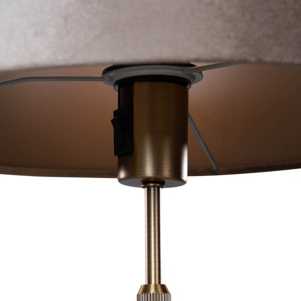 Tischleuchte Bronze mit taupefarbenem Samt-Schirm 35cm - Parte