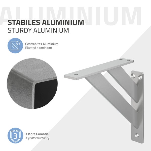 ML-Design 2 Stück Regalhalterung 180x180 mm, Silber, Aluminium, Schwebende Regalhalterungen, Regalwinkel, Wandhalterung für Regalbrett, Regalträger für Wandmontage, Wandregal Wandkonsole Regalstütze