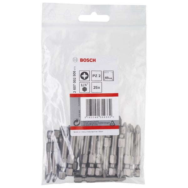 Bosch 25x Schrauberbit Extra-Hart, PZ 2, 49 mm - 2607002506