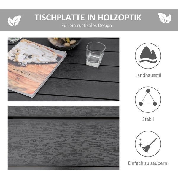 Outsunny Beistelltisch, 78L x 78B x 74H cm, Aluminium, Kunststoff, schwarz