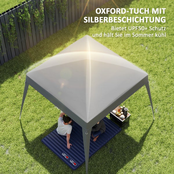 Outsunny Ersatzdach für Pavillon 3x3 m, Wasserabweisend stabil Winterfest Pavillondach für Faltpavillon Sturmfest Partyzelt Ersatzbezug Abdeckung mit Einzeldach Baldachin für Gartenpavillon Hellgrau