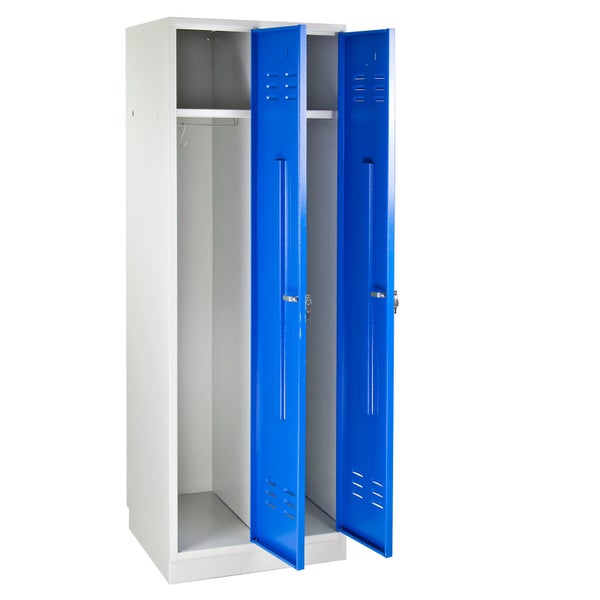 PROREGAL Garderobenschrank Ermine mit 2 Türen HxBxT 178 x 60 x 50 cm Lichtgrau Blau