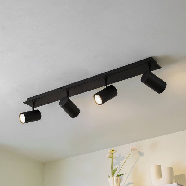Lindby Strahler Joffrey (Modern) in Schwarz aus Metall (4 flammig, GU10) - Deckenlampe Deckenleuchte Lampe Spot Wohnzimmerleuchte