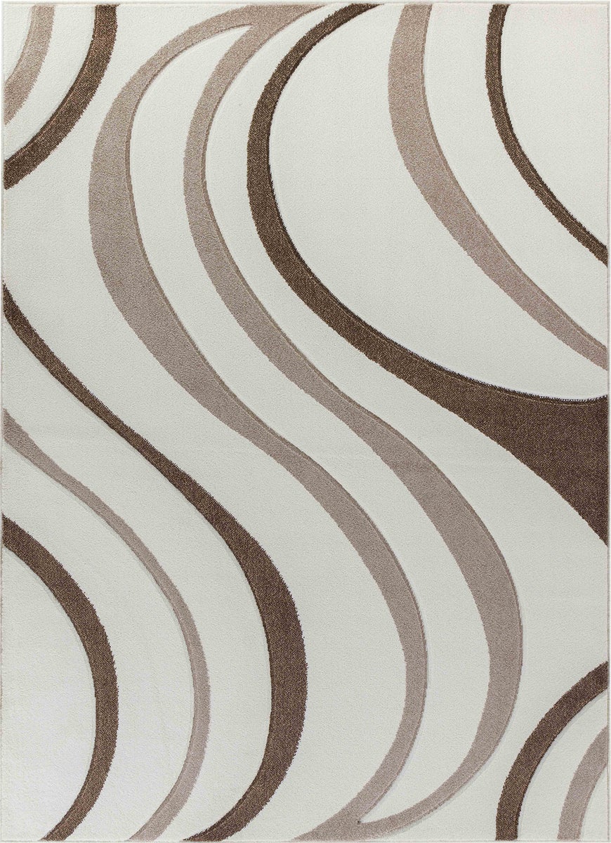 Moderner Skandinavischer Teppich -- Weiß/Braun - 200x275cm - WHITNEY