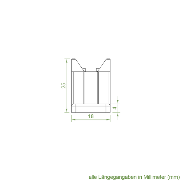 Technische Zeichnung mit Maßangaben in Millimeter