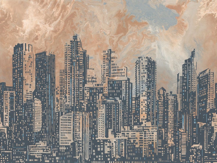 Tapete mit Skyline-Motiv