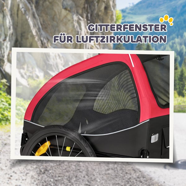 Hundefahrradanhänger mit Gitterfenster für Luftzirkulation
