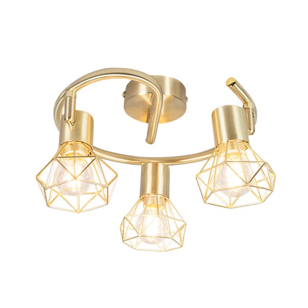 Deckenleuchte mit drei Leuchten und geometrischen Lampenschirmen