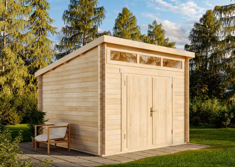 Alpholz Gartenhaus Maria-Optima28 Gartenhaus aus Holz, Holzhaus mit 28 mm Wandstärke, Blockbohlenhaus mit Montagematerial