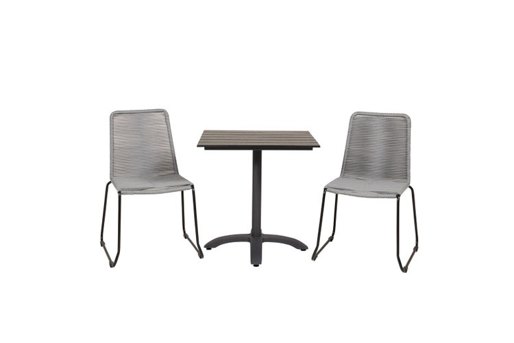 Colorado70*70 Gartenset Tisch 70x70cm und 2 Stühle Lindos schwarz. 70 X 70 X 74 cm