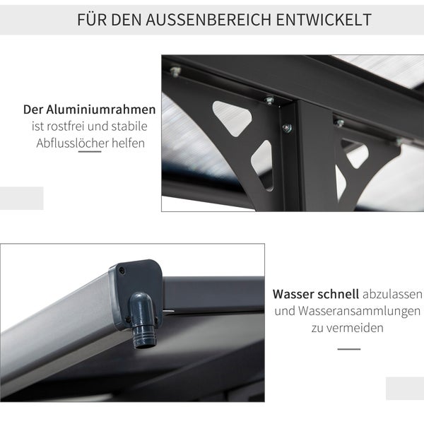 Outsunny Pergola, höhenverstellbar, Sonnenschutz, Terrassendach, 4 x 3 m, Aluminium, Grau