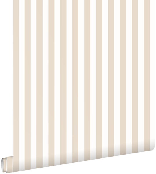 ESTAhome Tapete Streifen Beige und Weiß - 50 x 900 cm - 130949
