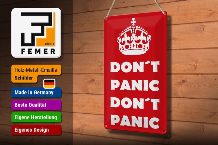 Blechschild Spruch 20x30cm Don't Panic don't panic
