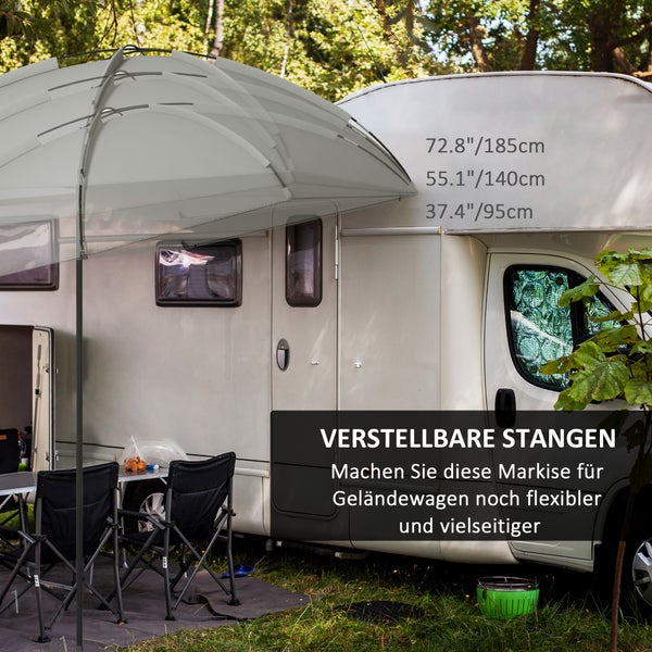 Outsunny Automarkise Wasserdichtes Auto Markisen Zelt, Regenschutz, Sonnenschutz, Leichte Tragbare für Lkw, Wohnmobil, 2,9 x 2,8 x 2,3-2,6 m