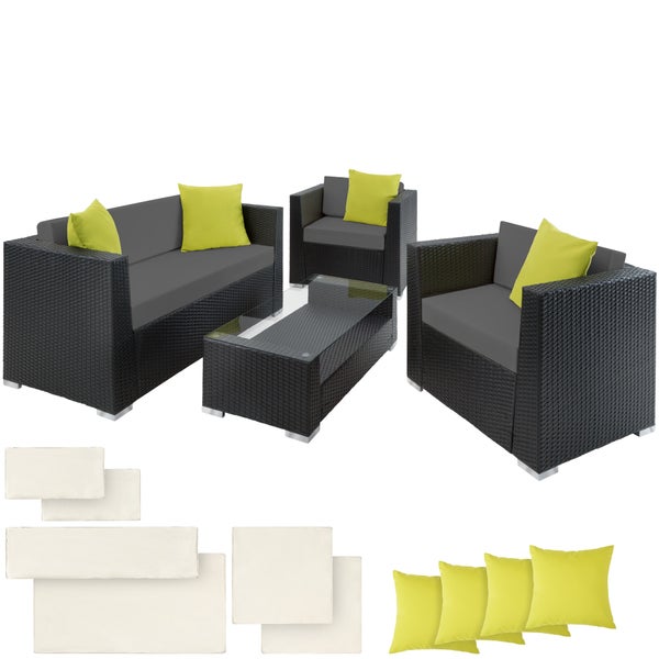 Rattan Lounge tectake München mit Aluminiumgestell mit Sicherheitsglasplatte