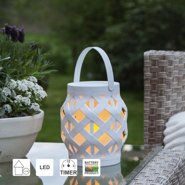 Dekorative Laterne mit LED, Timer und Batteriebetrieb für den Innenbereich