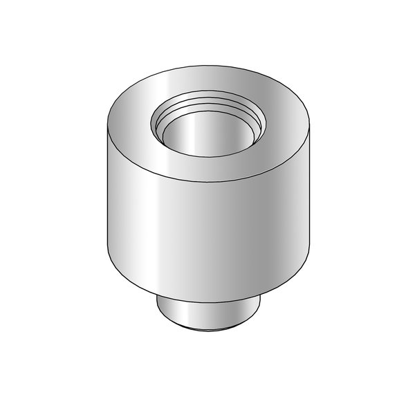 Zylindrische Distanzhülse aus Metall mit zentraler Bohrung und abgesetztem Ende.