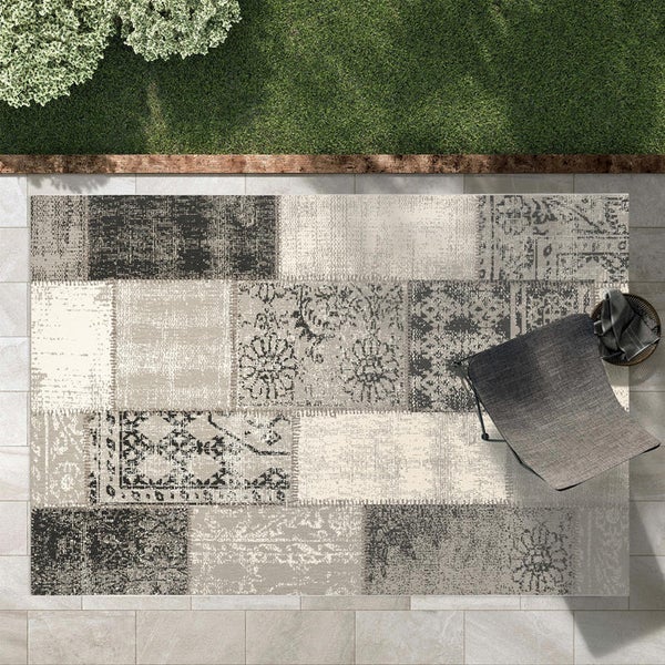 FLOORDIREKT Outdoorteppich - Wetterbeständiger Außenteppich - Cotton - Grau - 200 x 290 cm