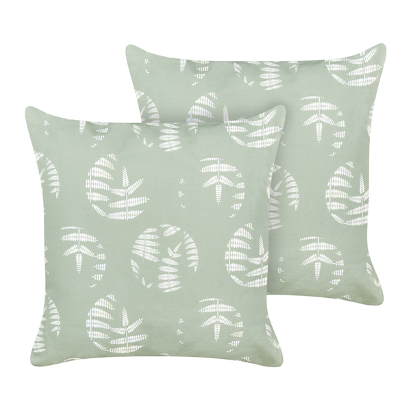 Gartenkissen 2er Set ALASSIO 45 x 45 cm Grün Pflanzenmuster