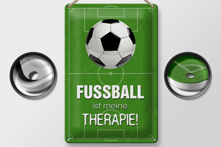 Blechschild Spruch 20x30cm Fussball ist meine Therapie
