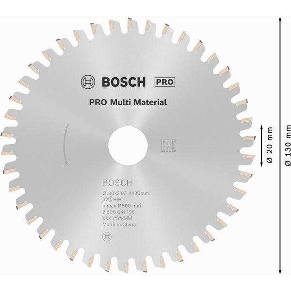 Bosch PRO Multi Material Kreissägeblatt 130 x 2 x 20 mm - 2608641195