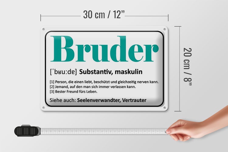 Blechschild Spruch 30x20cm Bruder Person die einen liebt