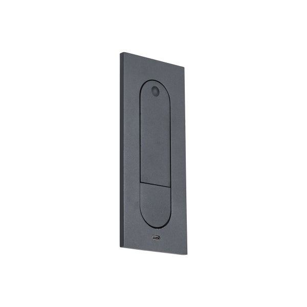 Moderne LED Wandleuchte in Anthrazit mit ausklappbarer Leseleuchte und USB Anschluss.