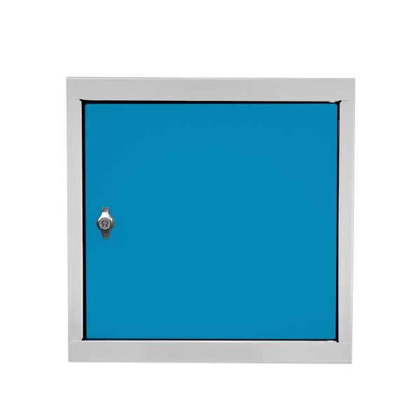 PROREGAL Schließfachwürfel Blocky mit Drehriegelschloss für Vorhängeschloss | HxBxT 40x40x40cm | Lichtgrau/Lichtblau | Tresor, Schließfach
