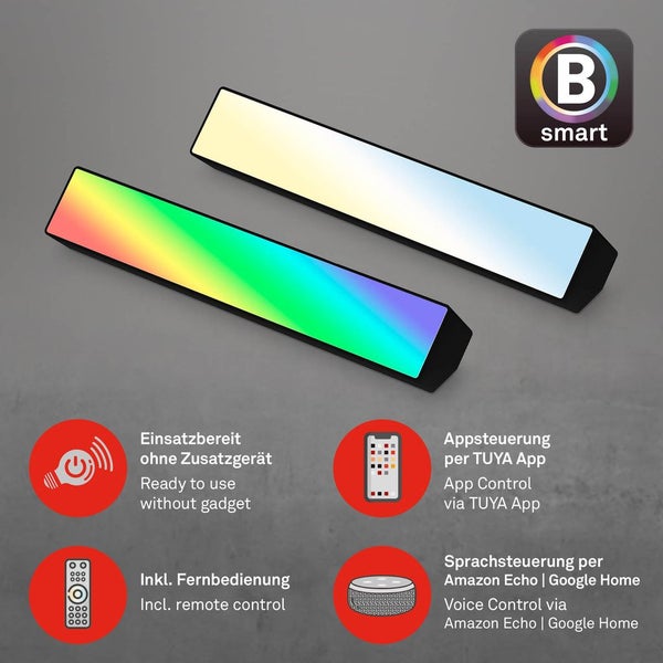 LED Wall Washer RGB WiFi Bluetooth App 9 W schwarz Kunststoff Briloner