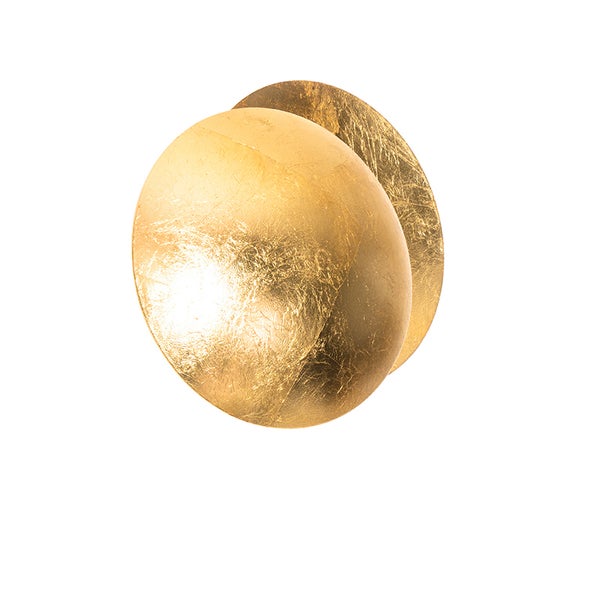 Goldene Wandleuchte mit runder Form.