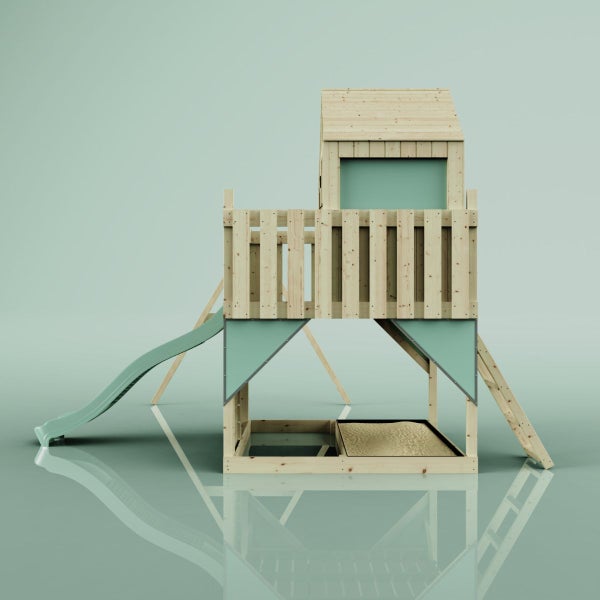 OutdoorToys Spielturm Lasse aus Holz in Grün Trapezstange