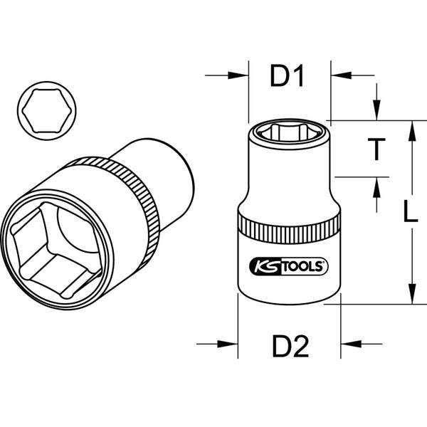 KS TOOLS 1/2 Sechskant-Stecknuss 34 mm - 917.1346