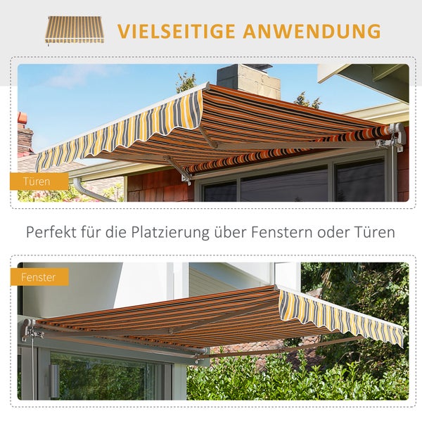 Outsunny Markise Gelenkarmmarkise Sonnenschutz Handkurbel Balkon Alu Gelb Grau 2,95 x 2,45 m