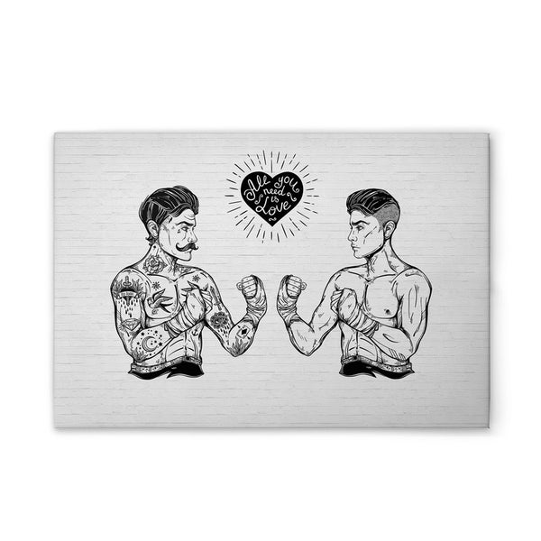 Dekorationstafel mit zwei Boxern und Herz