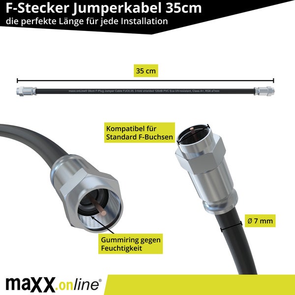 35cm FLEX Verbindungskabel mit F-Stecker, UV-Beständig, 120dB