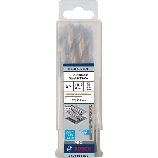 Bosch PRO Stainless Steel HSS-Co Spiralbohrer 10,2 x 87 x 133 mm - 2608585899
