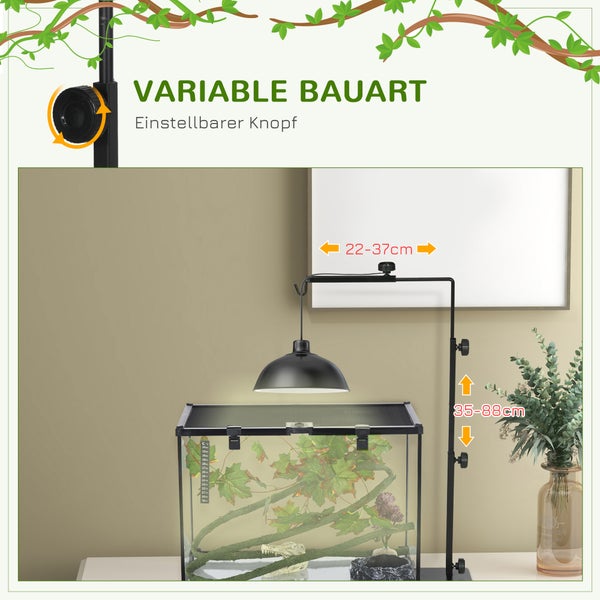 PawHut Reptilien-Lampenständer, 40L x 15B x 95H cm, Stahl, Schwarz