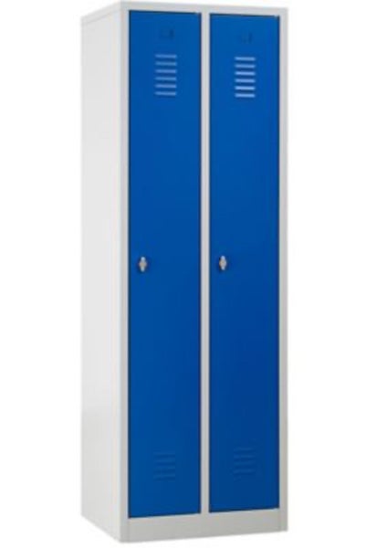 PROREGAL Garderobenspind Camel 2-Fächer HxBxT 180 x 60 x 50 cm Vorhängeschloss Grau-Blau
