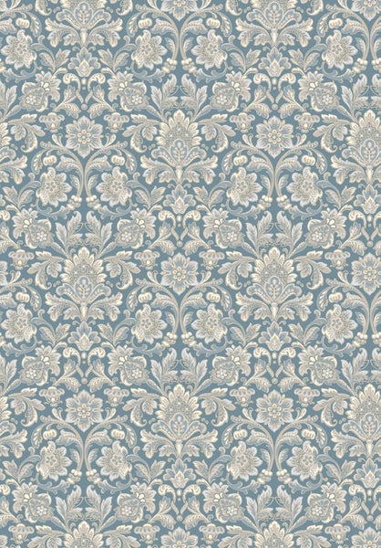 Borastapeter Tapete Barockmuster Blau und Grau - 53 cm x 10.05 m - 660062