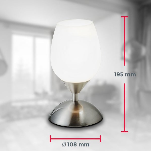 Tischleuchte mit Glaskugel, 195 mm hoch und 108 mm Durchmesser