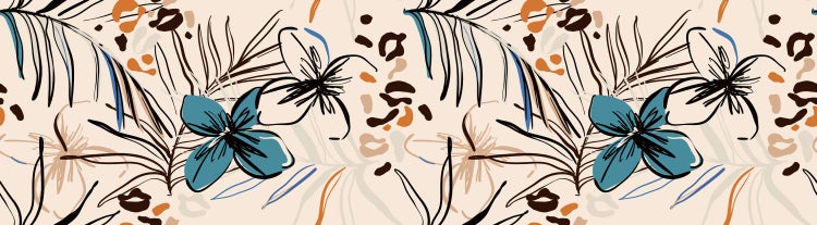 Illustration von Blättern und Blüten als Muster