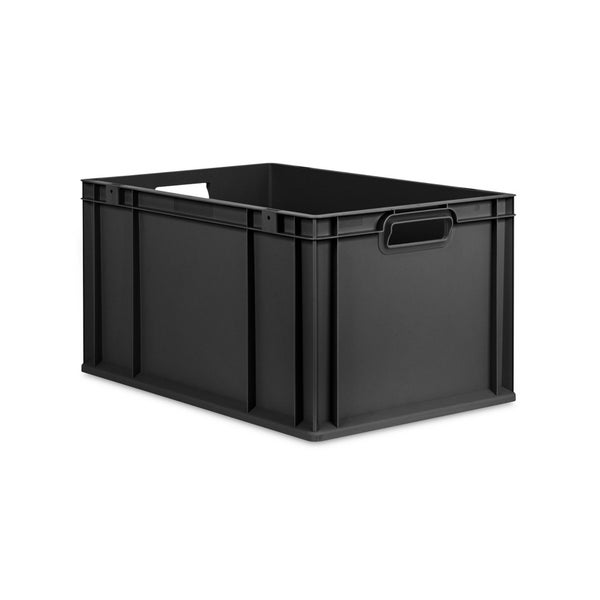 Eurobox NextGen Grip, HxBxT 32x40x60cm, 65 Liter, Griffe offen, Verstärkter Boden, Schwarz, Eurobehälter, Transportbox, Transportbehälter, Stapelbehälter