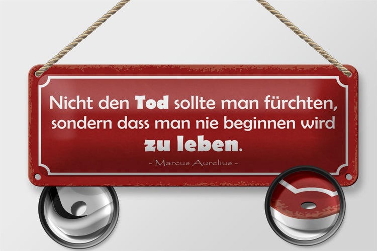 Blechschild Spruch 27x10cm Tod sollte man nicht fürchten Dekoration