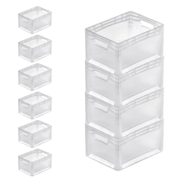 PROREGAL SparSet 10x Transparenter Eurobehälter LightLine mit Offenem Griff HxBxT 22 x 30 x 40 cm 2,4 Liter Eurobox Transportbox