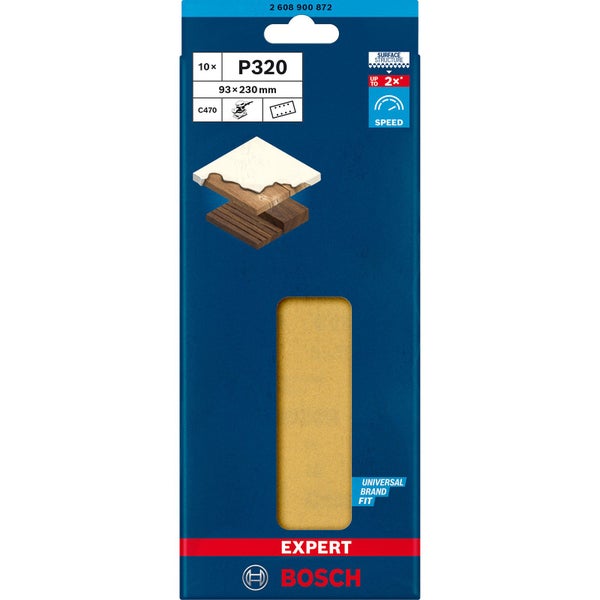 Bosch 10x Expert C470 Schleifpapier mit 8 Löchern für Schwingschleifer 93 x 230 mm G 320 - 2608900872