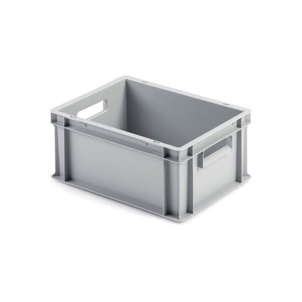 PROREGAL SuperSparSet 5 x Eurobehälter Mit Offenem Griff und Auflagedeckel HxBxT 17,5 x 30 x 40 cm 16 Liter Grau Eurobox Transportbox