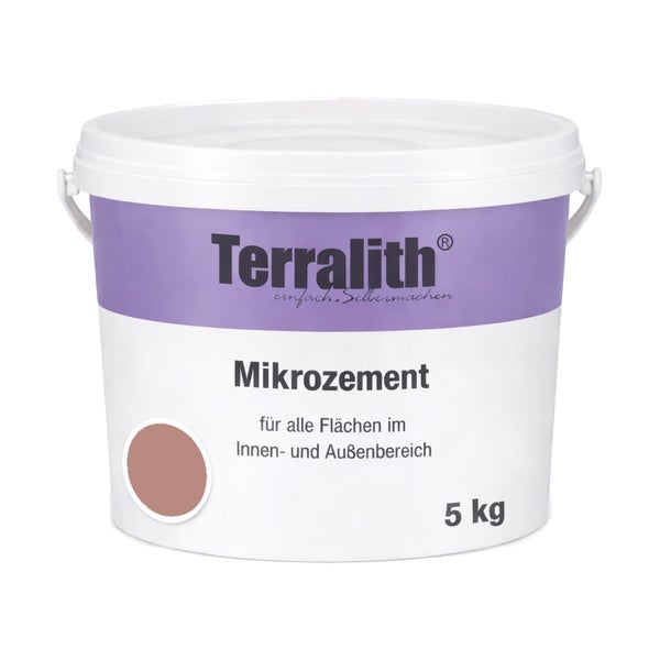 Terralith Mikrozement für alle Flächen im Innen- und Außenbereich, 5 Kilogramm Eimer.