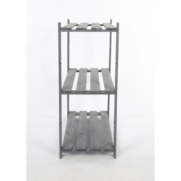 PROREGAL Holzregal Pinepeak HxBxT 90 x 80 x 38 cm 3 Fachboden 1,2 cm Dickes Kiefernholz Grau